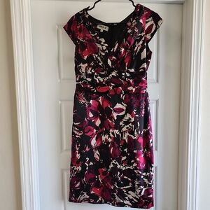 Kasper Women's Floral Midi Dress - Black and Pink